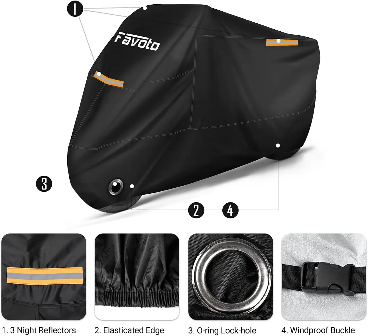 HOUSSE MOTO FAVOTO 295CM BACHE DE PROTECTION ETANCHE IMPERMEABLE LOCK HOLE